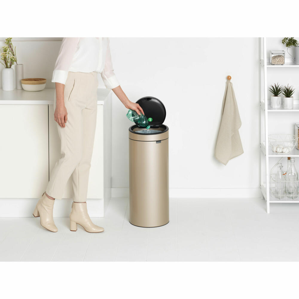 Brabantia Touch bin New, Abfalleimer, Mülleimer, Stahl, Metallic Gold, 30 L, 304507