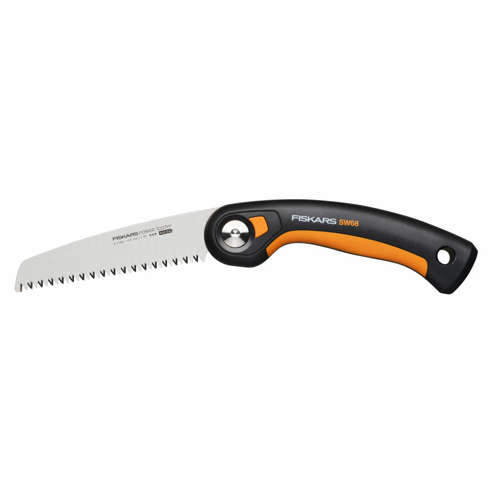 Fiskars folding saw Plus SW68, hand saw, steel, plastic, black, orange, 1067552