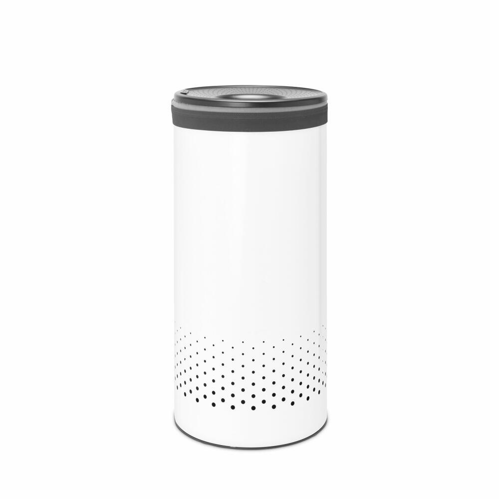 Brabantia Wäschebox, Wäschekorb, Wäschetonne, Stahl, Kunststoff, White / Dark Grey, 35 L, 304866