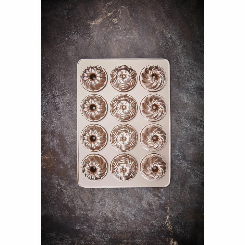 Birkmann Contoura Violet, Gugelhupfblech, für 12 Stück, Backform, Backblech, Kuchenbackform, Aluguss, 28.5 x 39.5 cm, 887077