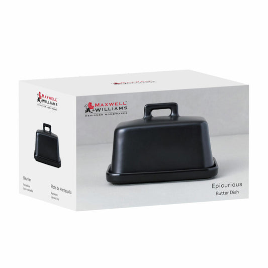 Maxwell & Williams Butterdose Epicurious, Butterglocke, Butterschale, Porzellan, Schwarz, 17x12 cm, IA0101
