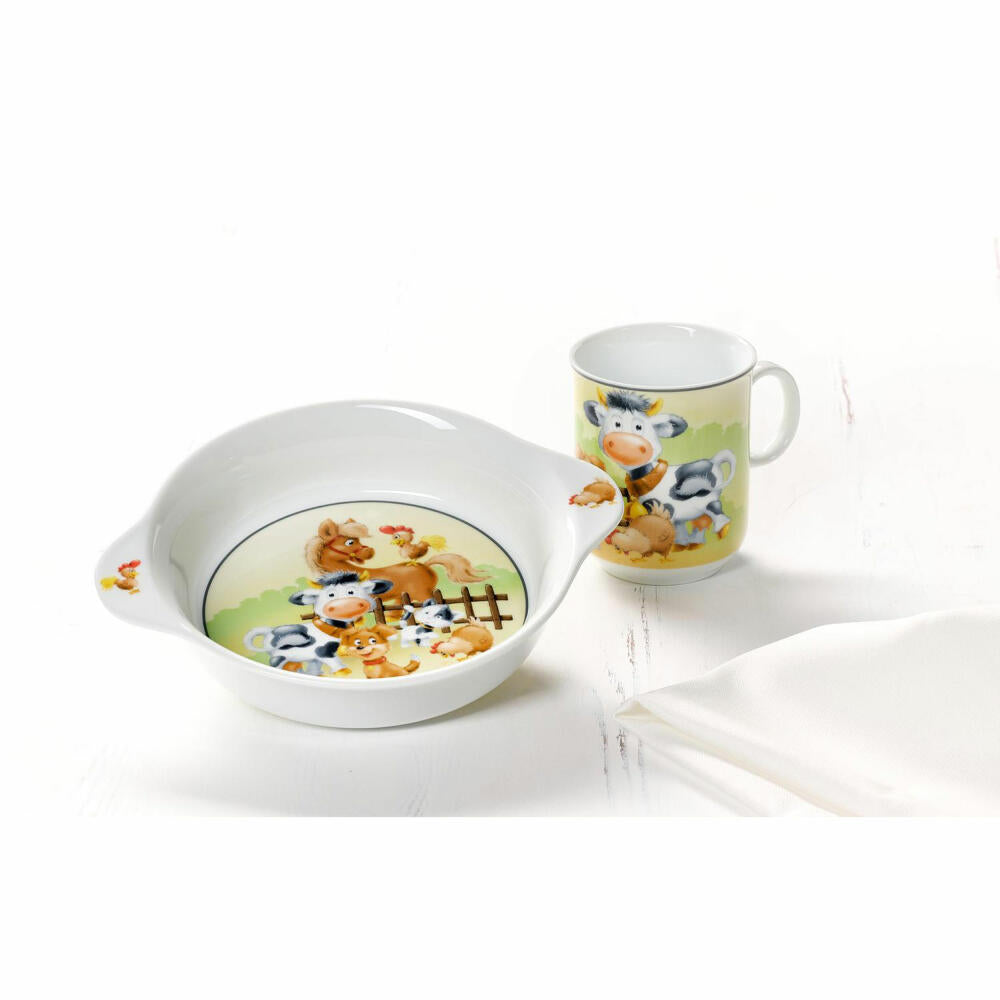 Ritzenhoff & Breker Tiere Kinderset Hoftiere, 2-tlg., Becher, Schale, Geschirr, Kinder, Porzellan, 428292