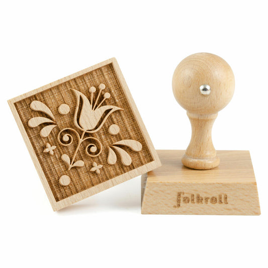 Folkroll Keksstempel Tulpe, 55x55 mm, Cookiestempel, Backstempel, Keks, Stempel, Motiv, Buchenholz, 334775