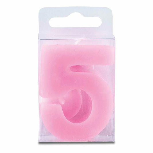 Städter candles number 5, with holder, number, birthday candles, cake candles, birthday, candle, pink, 4.5 cm, 910829