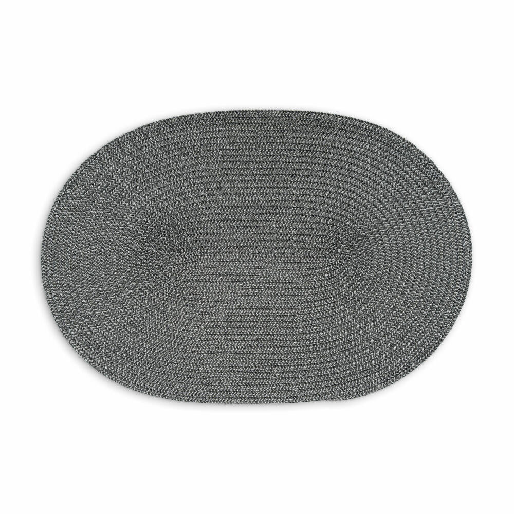 Continenta Tischset Oval, Platzset, Platzdecke, Platzmatte, Kunstfaser, Dunkelgrau, 45 x 31 cm, 6618