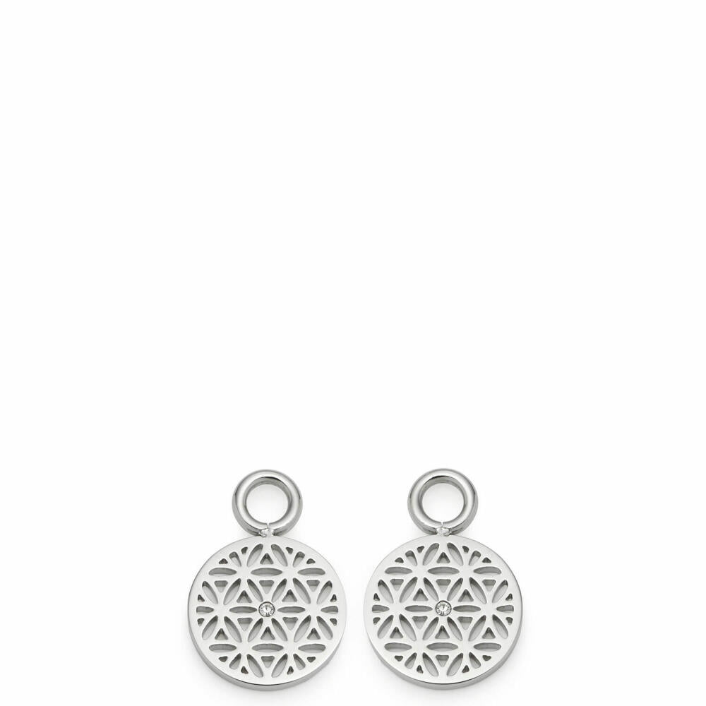 Leonardo Jewels Pendant Ornamento Beautys, set of 2, chain pendant, stainless steel pendant, jewelry, stainless steel. Crystal stones, silver, 1.7 cm, 016771