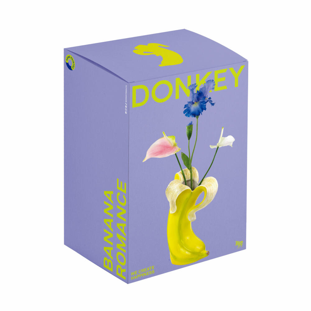 Donkey Products Vase Big Banana Romance, decorative vase, flower vase, dolomite, yellow, 18 x 12 x 35 cm, 210743