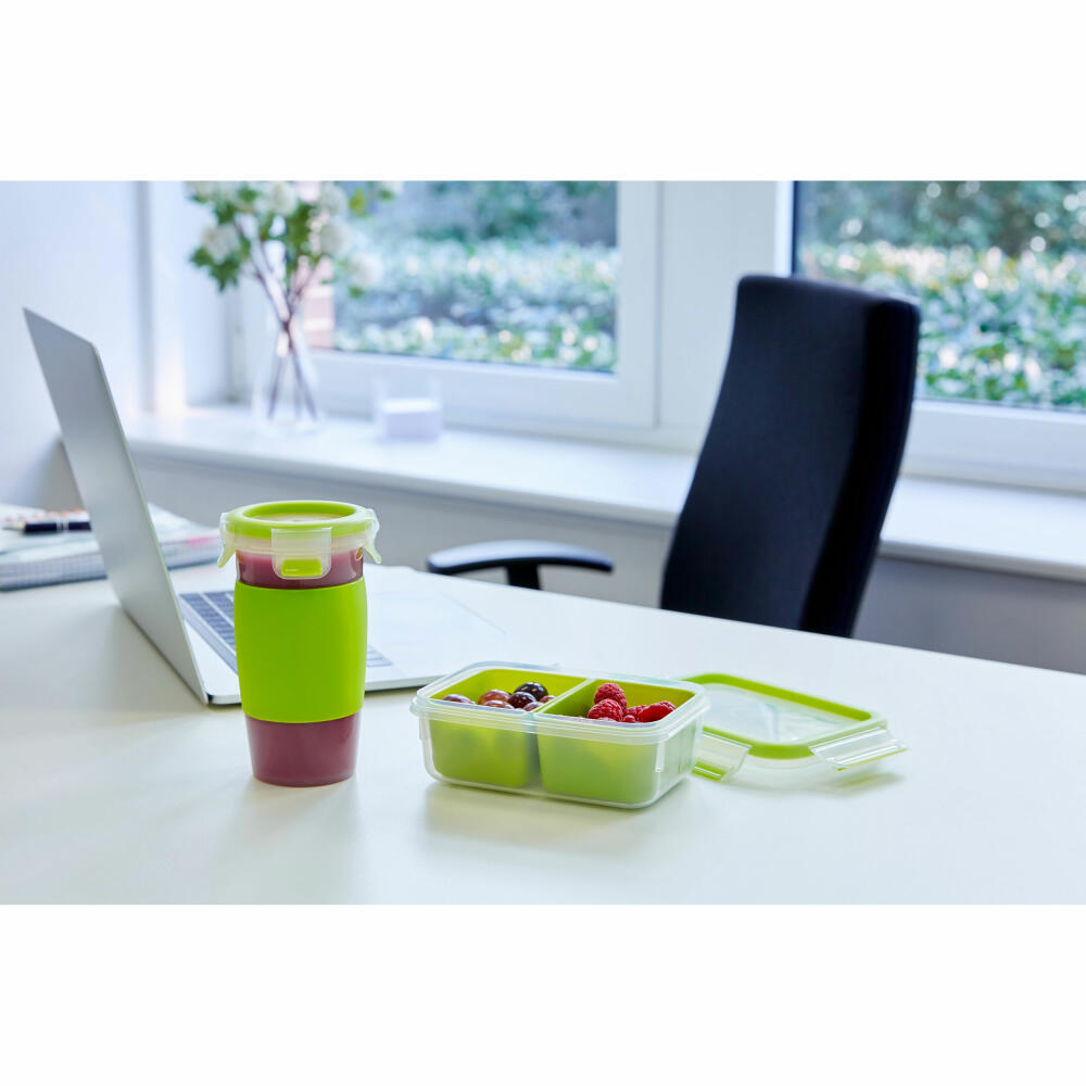 Emsa Smoothiebecher Clip & Go Smoothie Mug, Transportbecher, Jogurtbecher, Kunststoff, Grün, 450 ml, N1071500