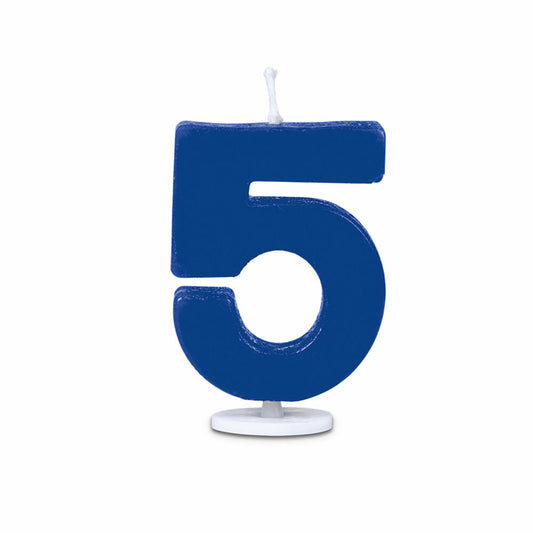 Städter candles number 5, with holder, number, birthday candles, cake candles, birthday, candle, blue, 4.5 cm, 910522