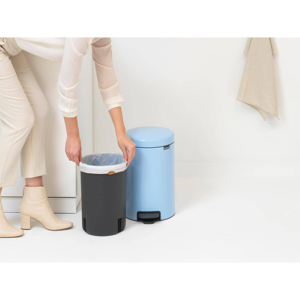 Brabantia NewIcon Pedal Bin, Trash can, Waste bin, Steel, Dreamy Blue, 12 L, 202483