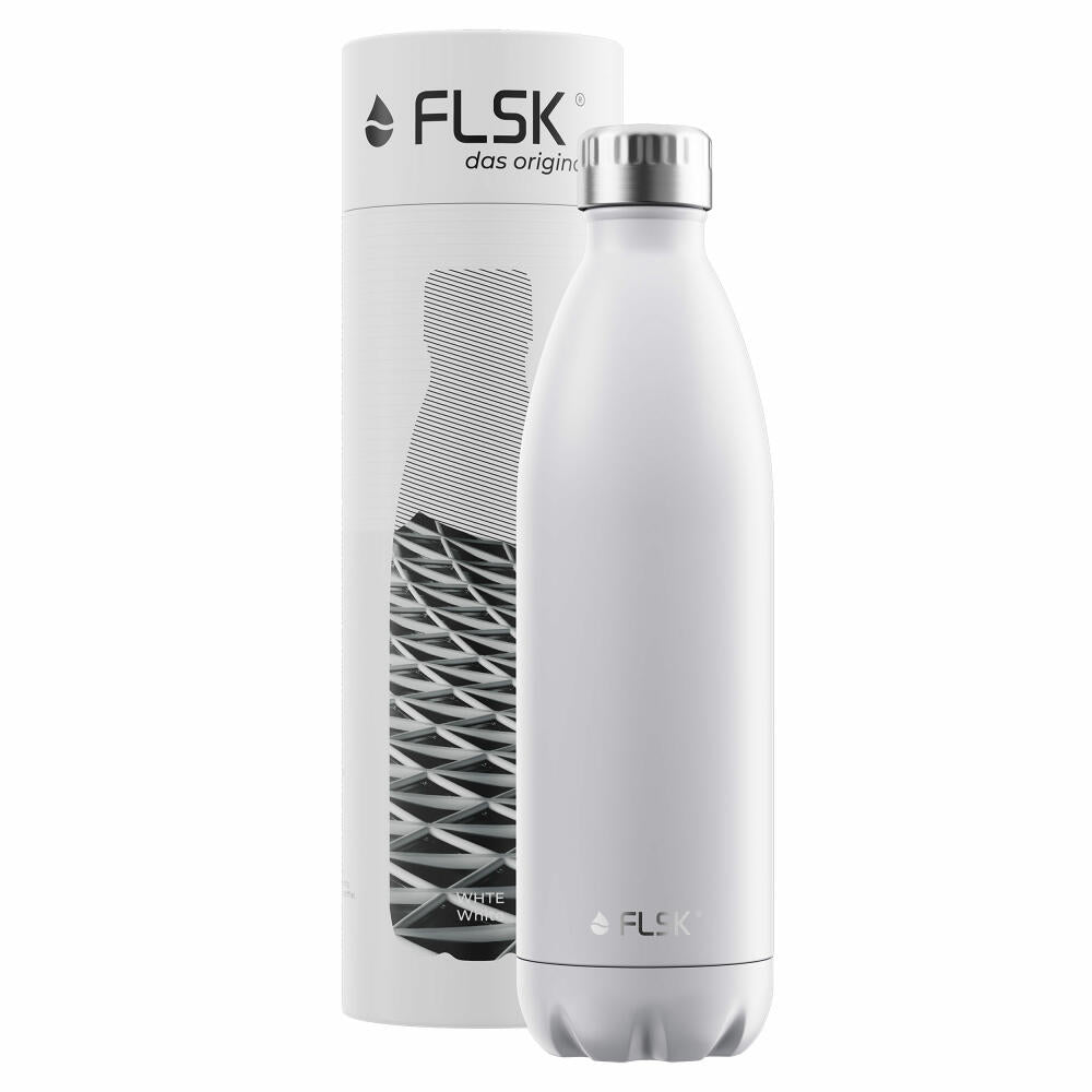 FLSK drinking bottle WHTE, insulated bottle, thermos flask, bottle, stainless steel, white, 1 L, 1010-1000-0010