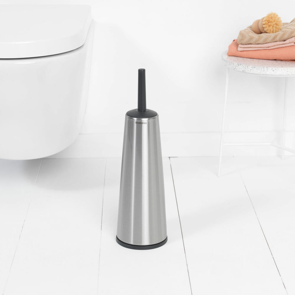 Brabantia ReNew Toilettenbürstengarnitur, WC Garnitur, Klobürste, Toilettenbürste, Matt Edelstahl, 385285