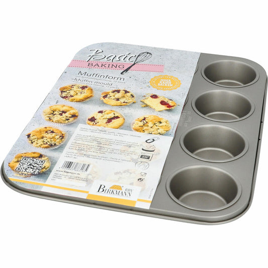 Birkmann Basic Baking Muffin Tin, Muffin Baking Tin, Baking Tin, Muffin Tray, Baking Tray, Carbon Steel, 35.5 x 27 cm, 883185