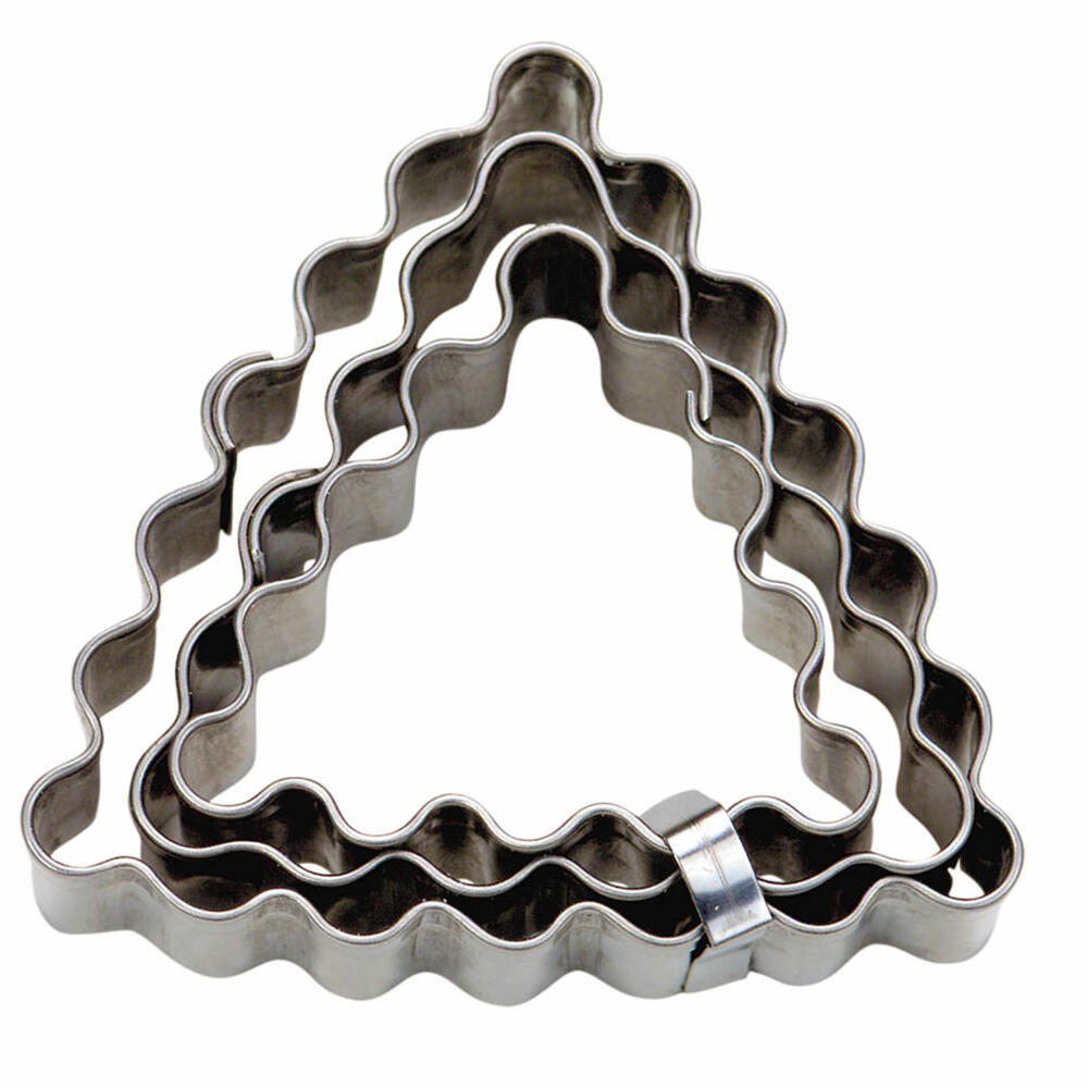 Städter Terrace Cookie Cutter Triangle Set Wavy, 3-piece, Cookie Cutter, Cookie Mold, Biscuit, Cookies, Stainless Steel, 953759