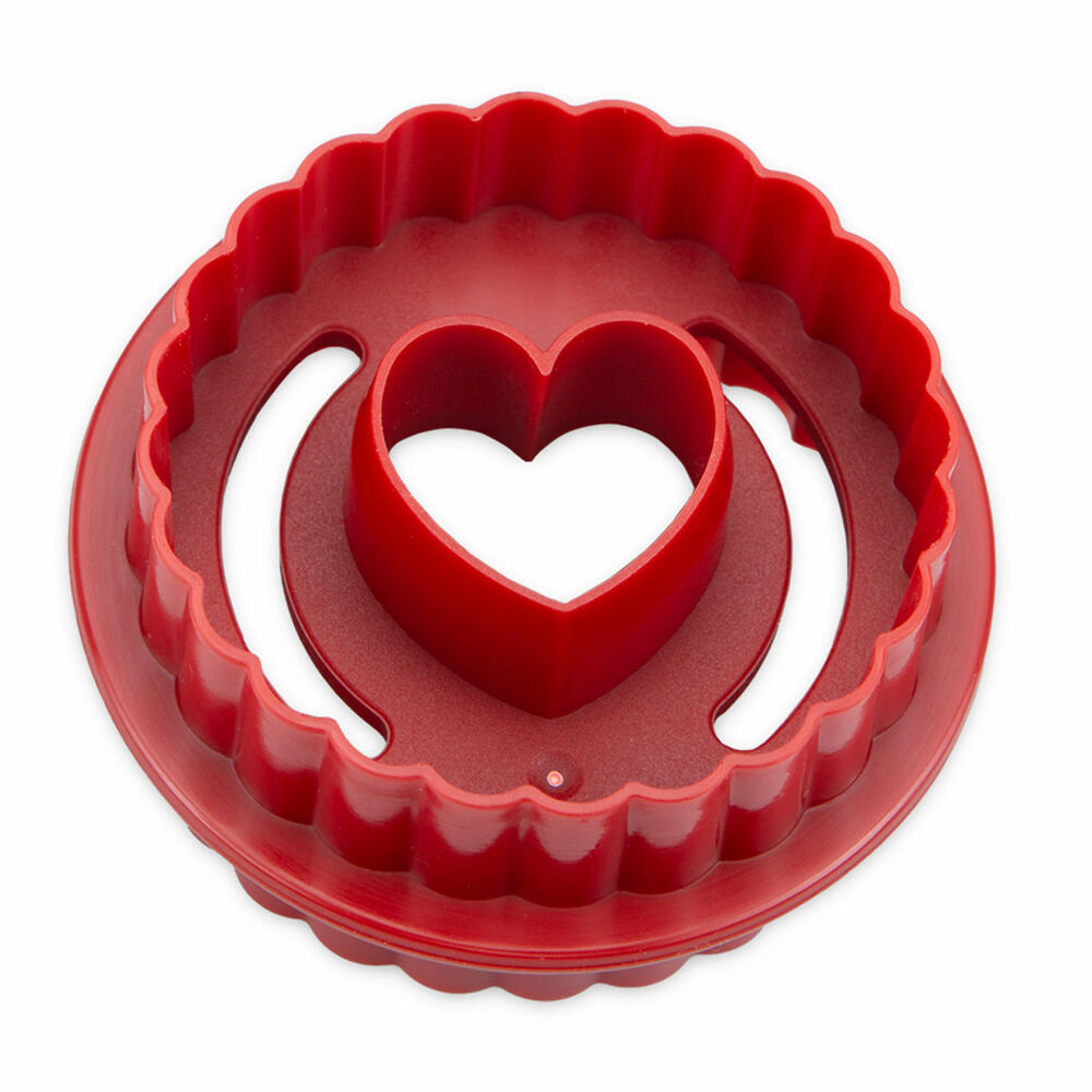 Städter Linzer Cookie Cutter Spitzbub Heart Wavy Double-Sided, Cookie Cutter, Cookie Mold, Cookies, Plastic, 954138