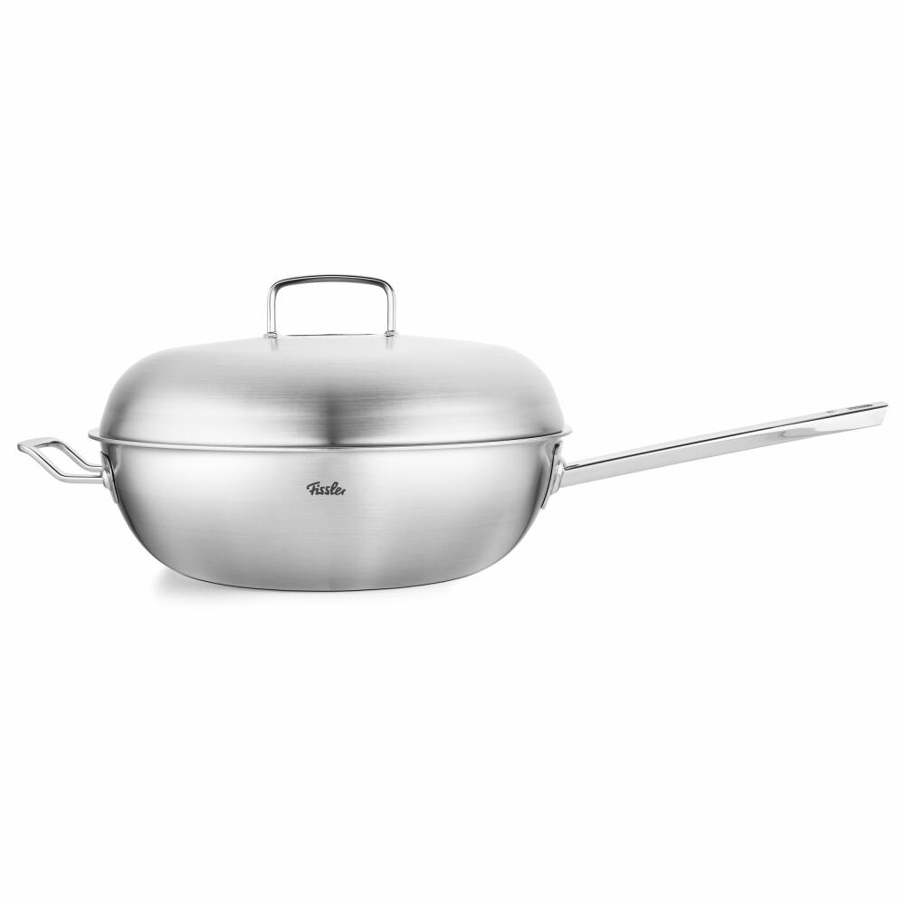 Fissler Wok Original-Profi Collection with metal lid, stainless steel 18/10, silver, 32 cm, 084-898-32-000