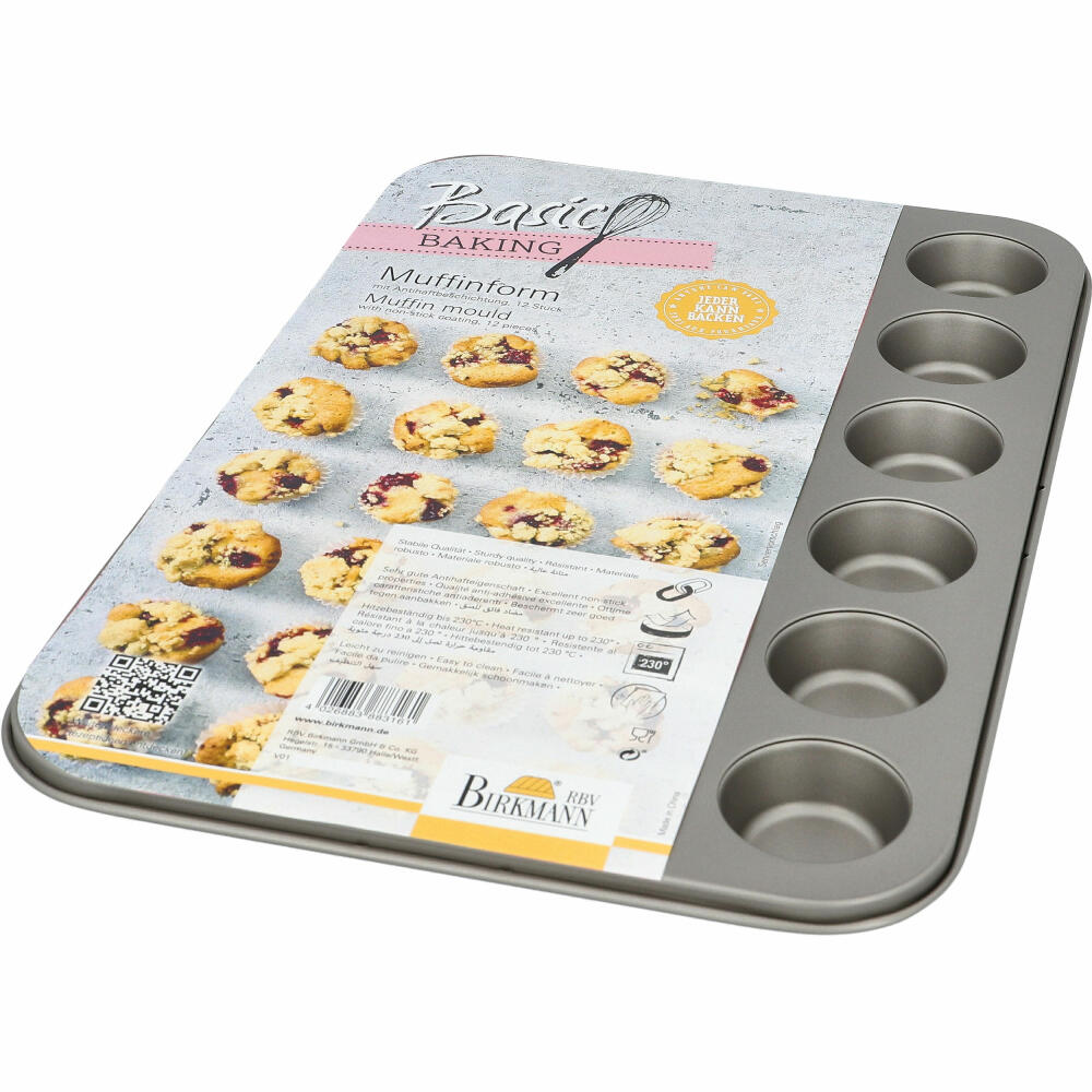 Birkmann Basic Baking Mini-Muffin Tin, Muffin Baking Tin, Baking Tin, Muffin Tray, Baking Tray, Carbon Steel, 38.5 x 26 cm, 883161