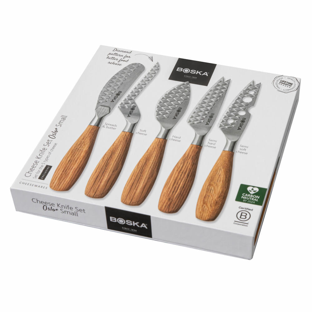 Boska Käsemesser-Set Oslo+ S 5-tlg., Edelstahl, Eichenholz, Braun, 320375