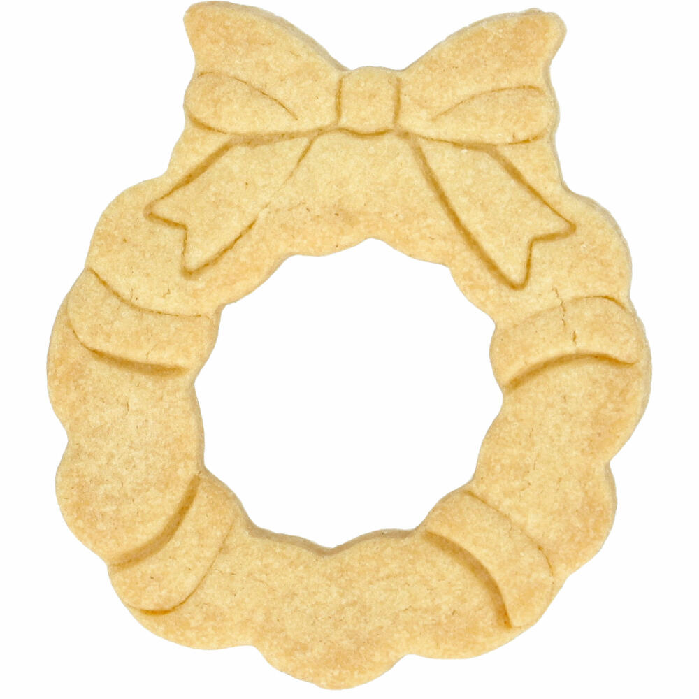 Birkmann Christmas wreath cookie cutter, with internal embossing, cookie cutter, cookie shape, biscuit, biscuits, stainless steel, 7.5 cm, 198975