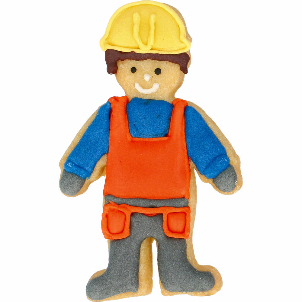 Birkmann cookie cutter construction worker, with internal embossing, cookie cutter, cookie shape, biscuit, biscuits, stainless steel, 8 cm, 199286