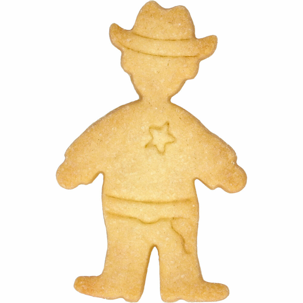 Birkmann Cowboy cookie cutter, with internal embossing, cookie cutter, cookie shape, biscuit, cookies, stainless steel, 8 cm, 199293