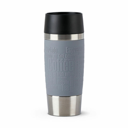 Emsa Isolierbecher Travel Mug, Thermobecher, To-Go-Becher, Edelstahl, Grau, 360 ml, N2012700