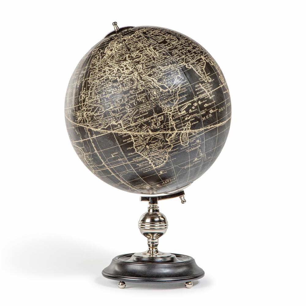 Authentic Models Globus Weber Vaugondy 1745 Noir, decorative globe, chrome base / plastic / paper, GL041