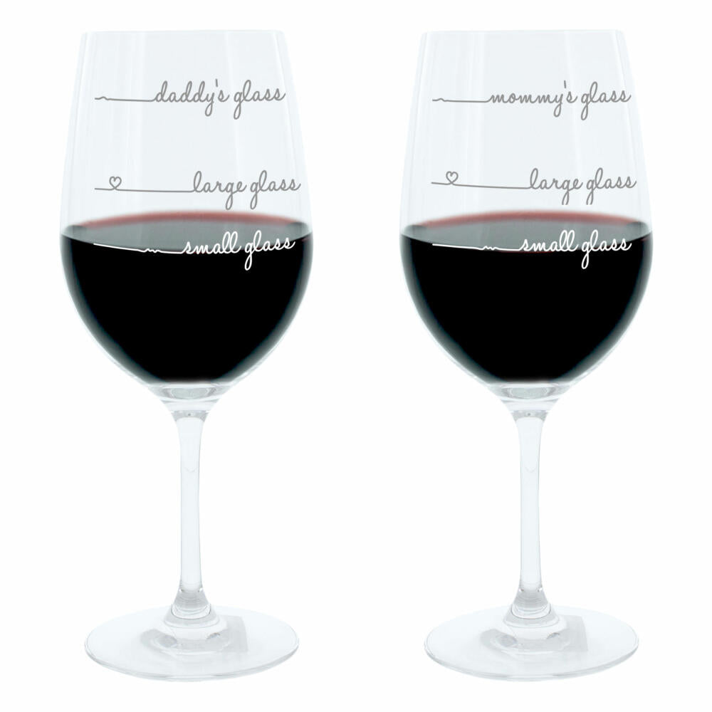 Leonardo Weinglas XL, Mommys and Daddys Glass Handwriting, 2er Set, Geschenk Stimmungsglas mit lustiger Gravur, Mood Wein Glas, 610ml