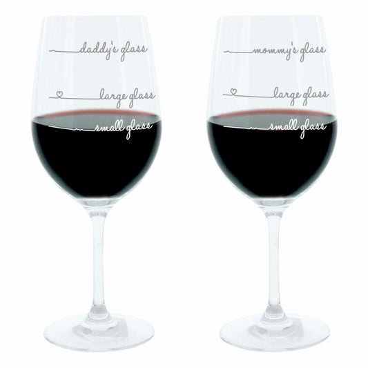Leonardo Weinglas XL, Mommys and Daddys Glass Handwriting, 2er Set, Geschenk Stimmungsglas mit lustiger Gravur, Mood Wein Glas, 610ml