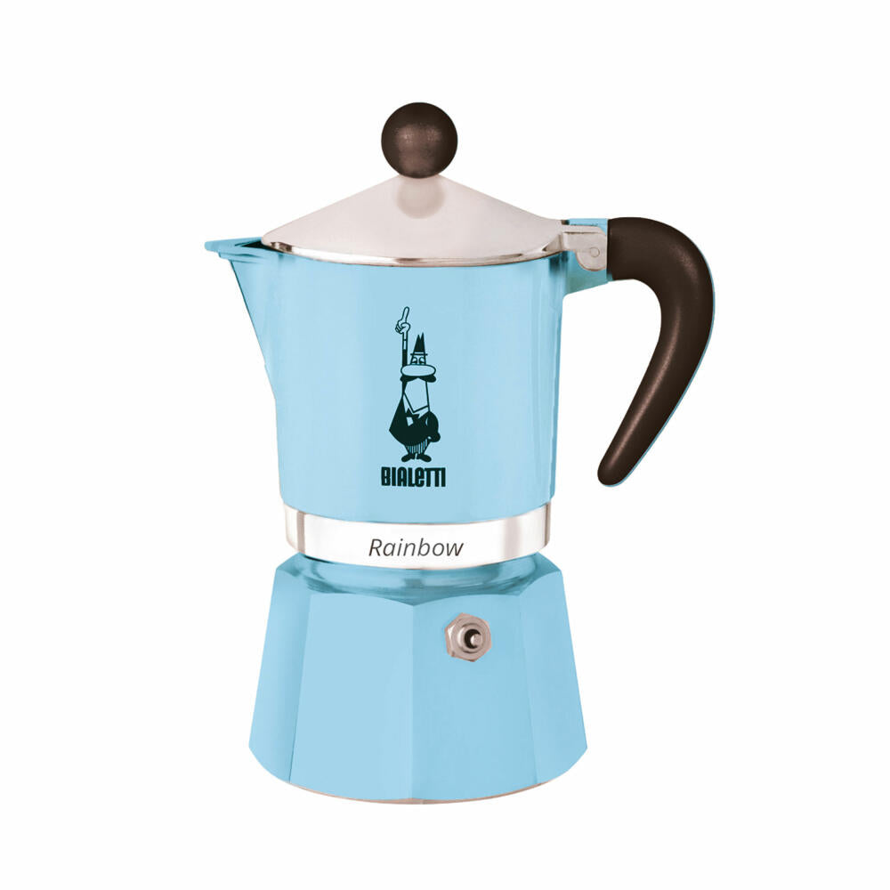 Bialetti Espresso Maker Rainbow for 6 Cups, Espresso, Espresso Pot, Coffee Maker, Aluminum, Light Blue, 270 ml, 5043