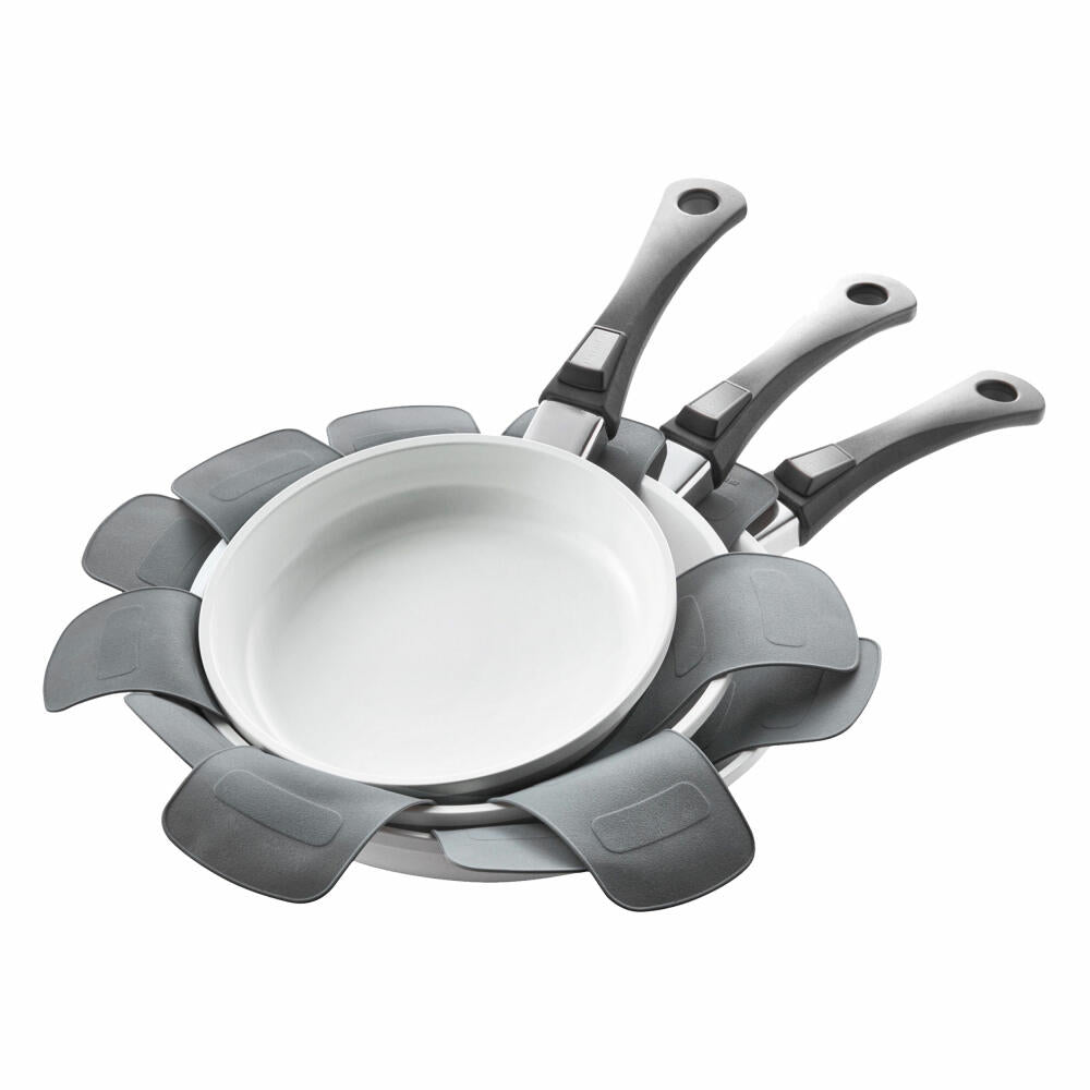 Berndes Alu Induction Frying Pan Set with 2x Silicone Pan Protectors, Pan, Non-Stick Coating, Aluminium, Black, Ø 20 cm