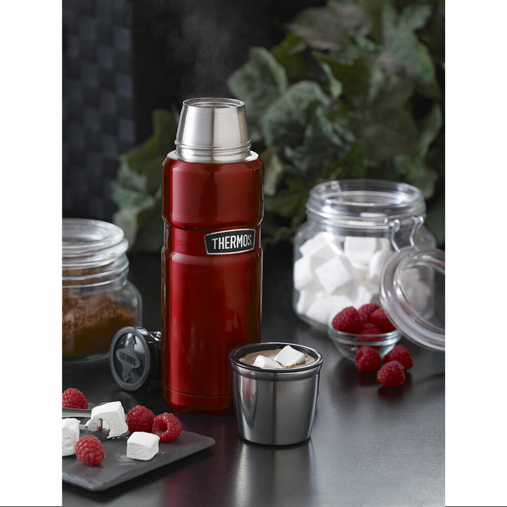 Thermos Isolierflasche Stainless King, Isolier Kaffee Flasche, Thermosflasche, Edelstahl mattiert, Cranberry, 470 ml, 4003248047