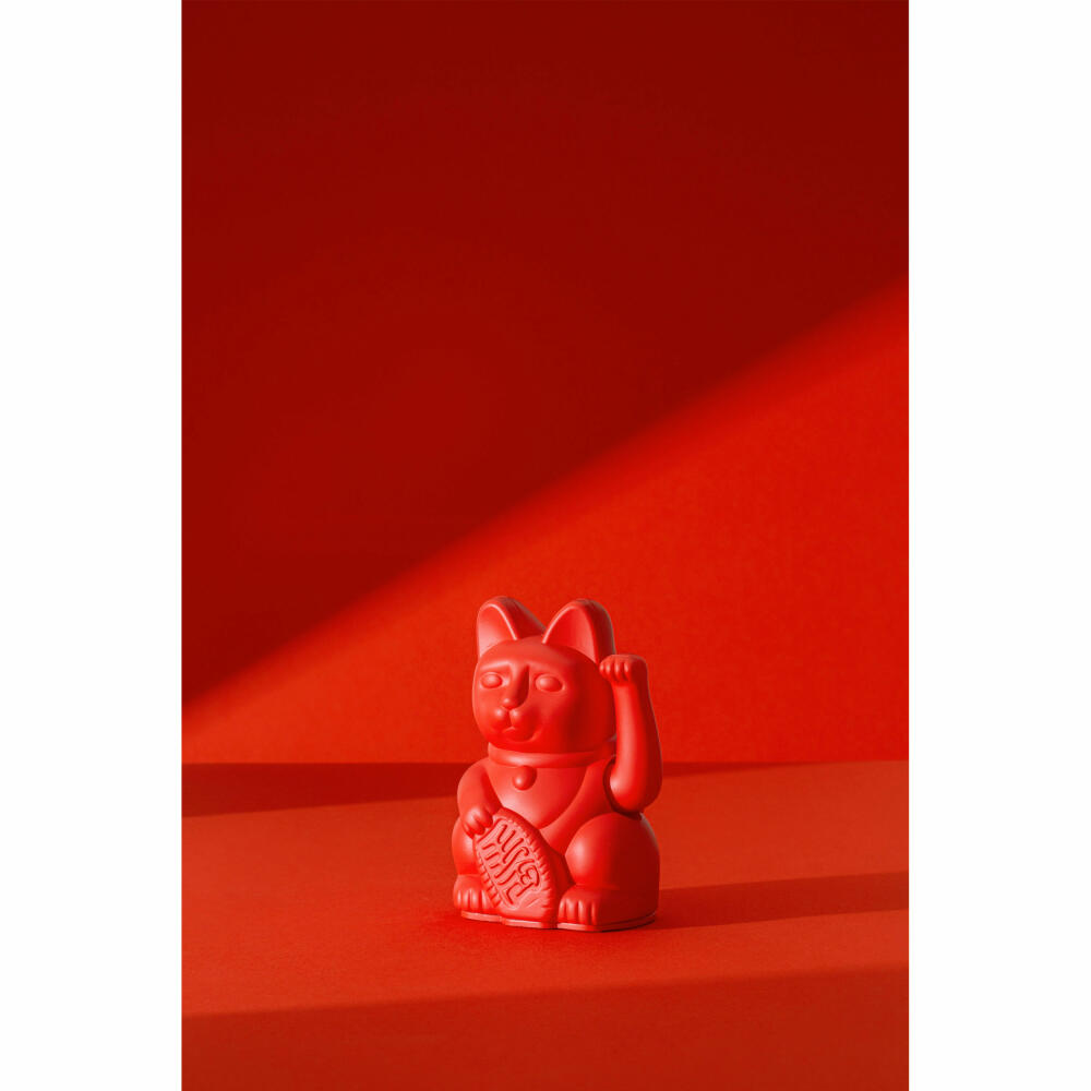 Donkey Products Lucky Cat Mini Maneki Neko, waving cat, lucky charm, plastic, red, 9.8 cm, 330473