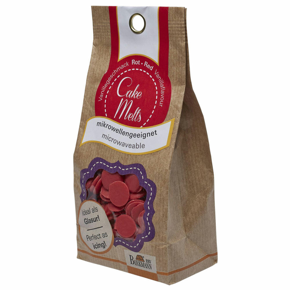 Birkmann CakeMelts, icing sugar, decorative sugar, cake melt, baking ingredients, red, 250 g, 504172