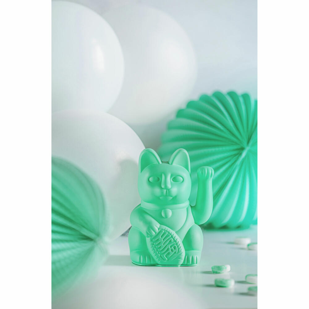 Donkey Products Lucky Cat Maneki Neko, waving cat, lucky charm, plastic, mint green, 15 cm, 330469