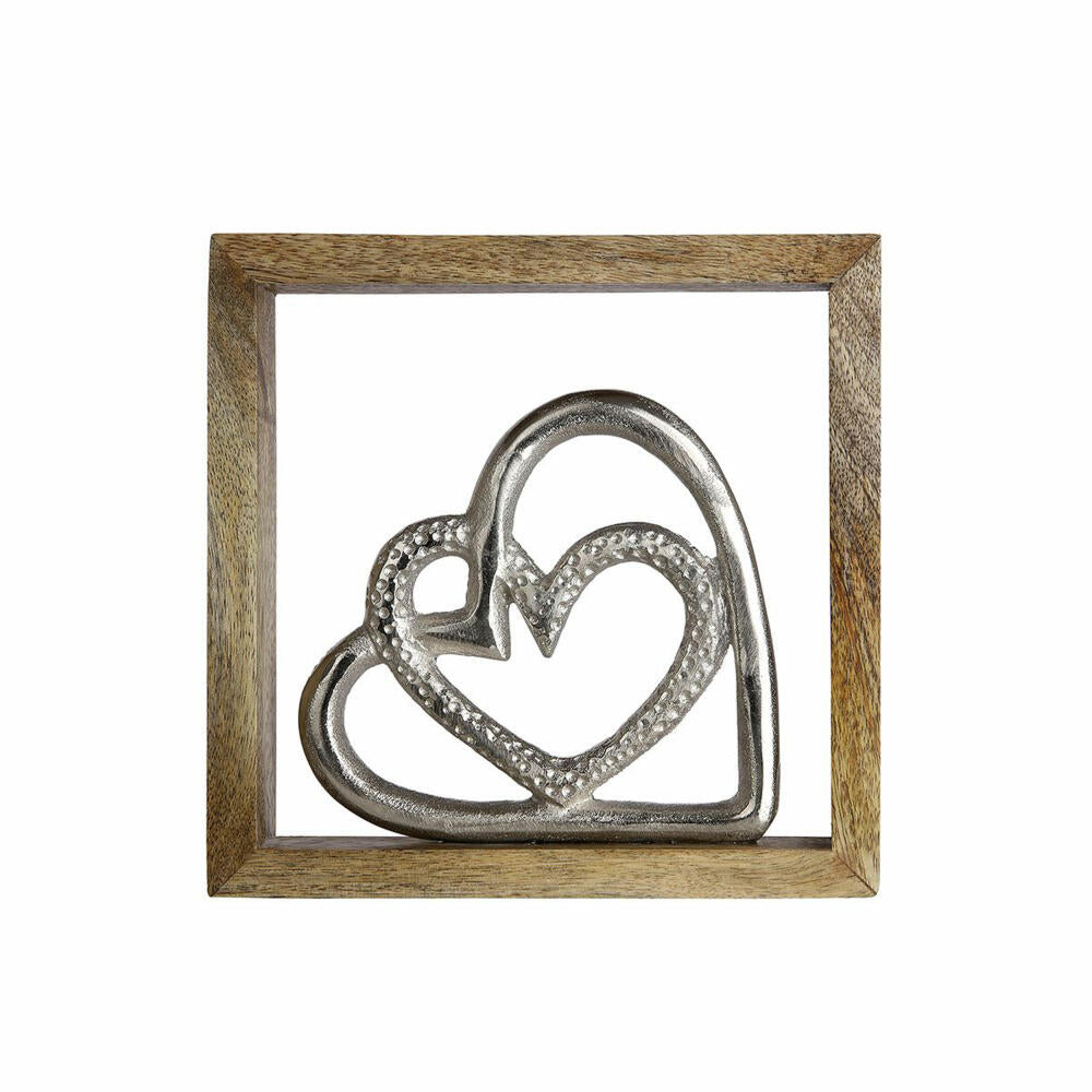 Gilde Holz Frame Love, Wall Picture, Decoration, Aluminium / Mango Wood, 20 x 20 cm, 46885