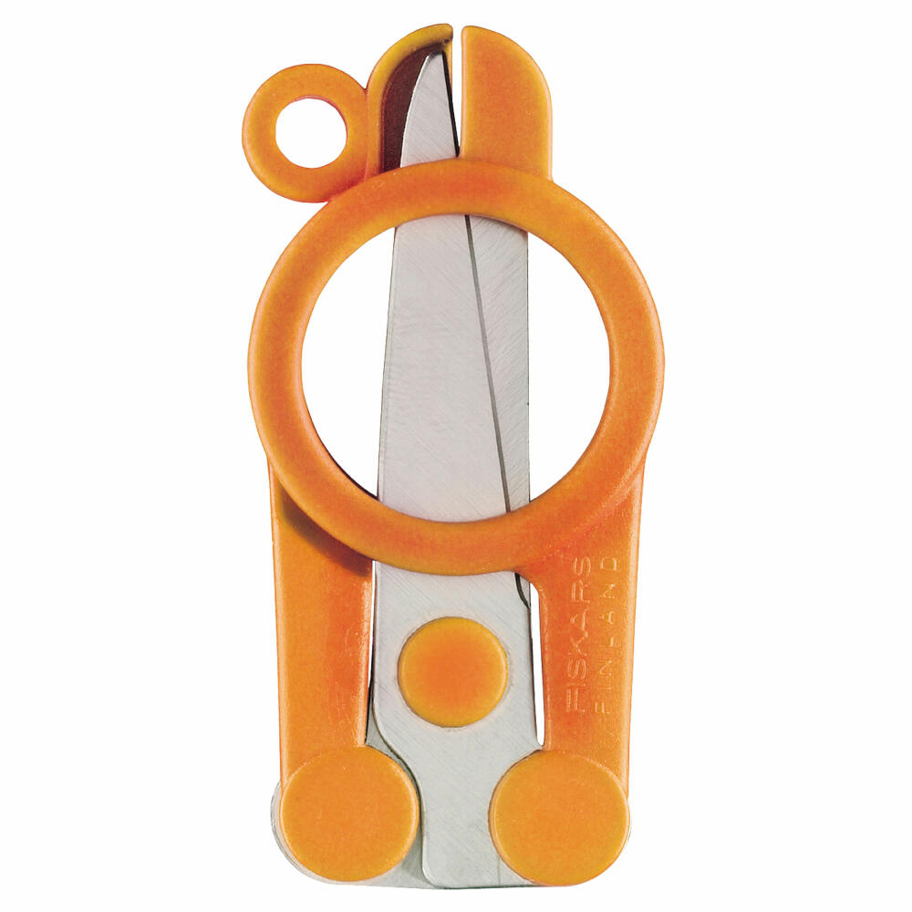 Fiskars Classic Klappbare Schere, Faltschere, Reiseschere, Taschenschere, Stahl, 11 cm, 1005134