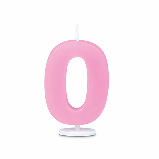 Städter candles number 0, with holder, number, birthday candles, cake candles, birthday, candle, pink, 4.5 cm, 910775