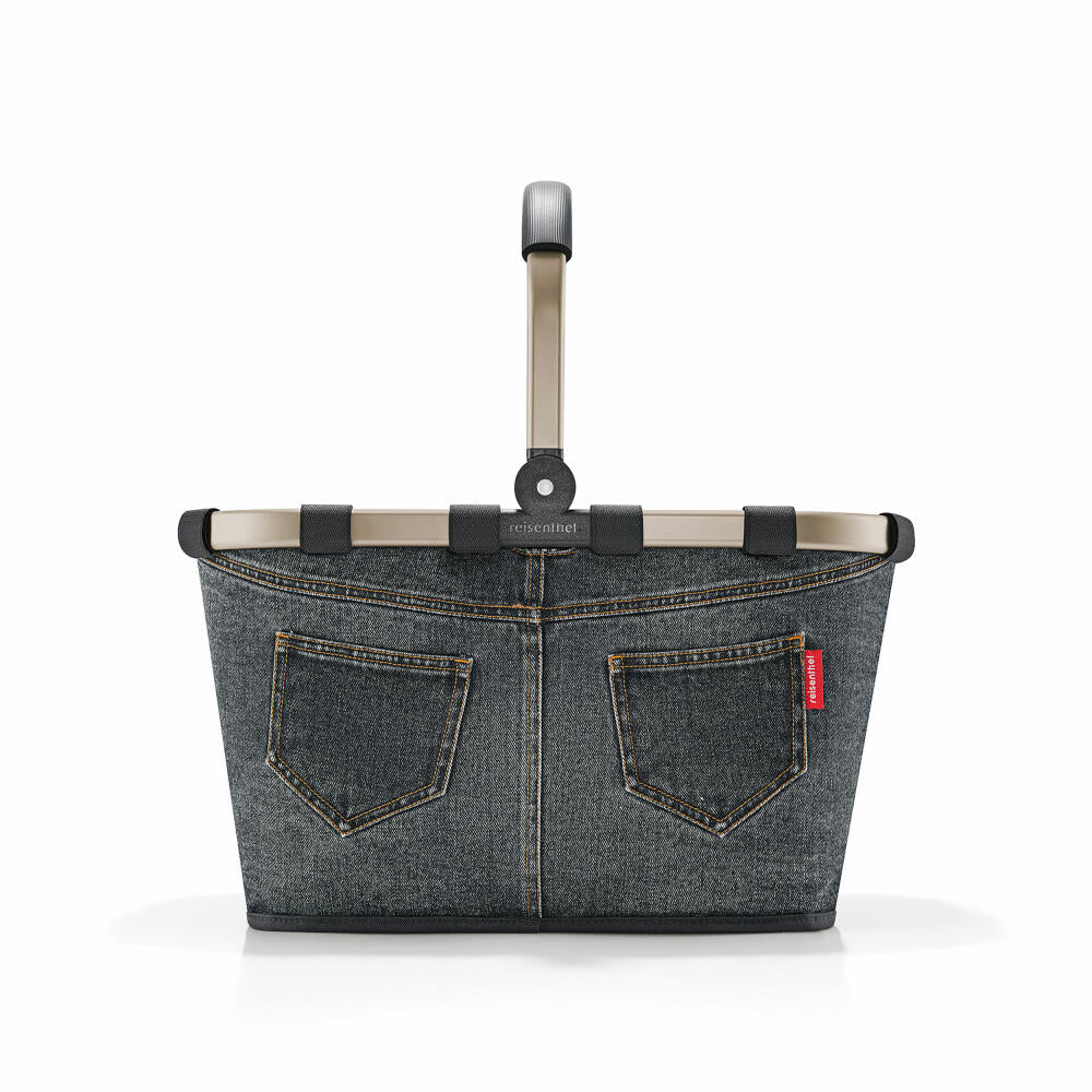 reisenthel carrybag, Einkaufskorb, Korb, Picknickkorb, Tragetasche, Jeansmaterial, Frame Jeans Dark Grey, 22 L, BK1034