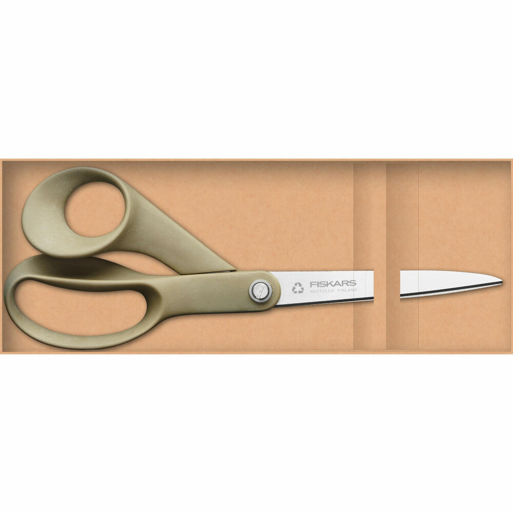 Fiskars Recycled Universalschere, für Rechtshänder, Schere, Allzweckschere, in Geschenkbox, Edelstahl, 21 cm, 1058094