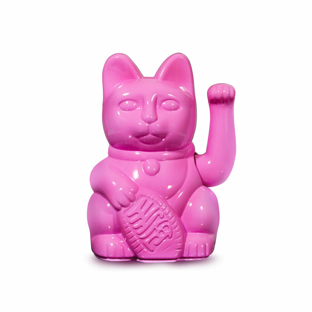 Donkey Products Lucky Cat Maneki Neko Miami, waving cat, lucky charm, plastic, glossy pink, 15 cm, 330478