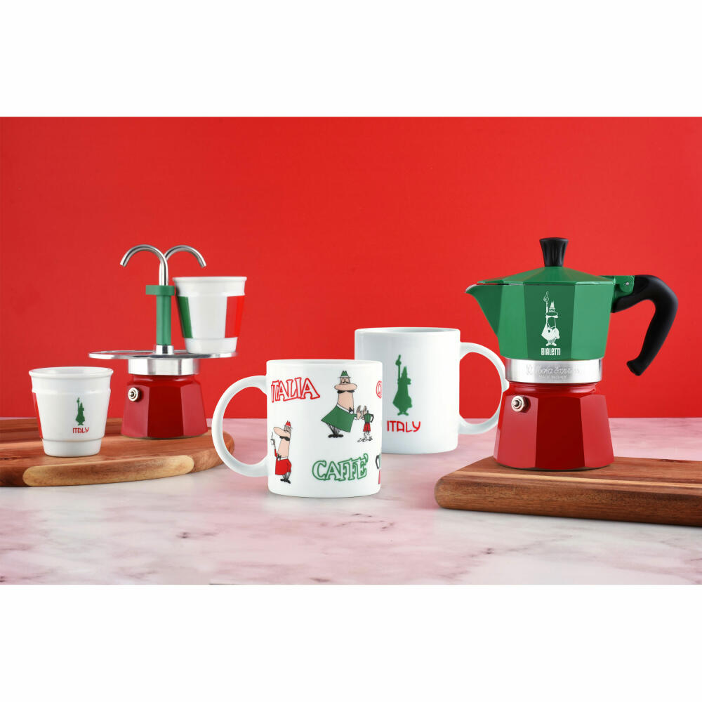 Bialetti Espresso Maker Moka Express Tricolore Italia for 6 Cups, Espresso, Espresso Pot, Coffee Maker, Aluminum, Colorful, 270 ml, 5323