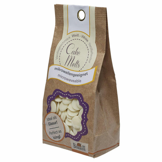 Birkmann CakeMelts, Glasurlinse, Dekorzucker, Kuchenschmelz, Backzutaten, Weiß, 250 g, 504202