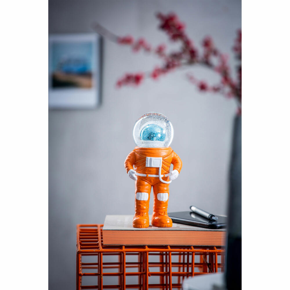 Donkey Products Summerglobe Marstronaut, glitter ball, astronaut figure, polyresin, glass, orange, 18 cm, 330493