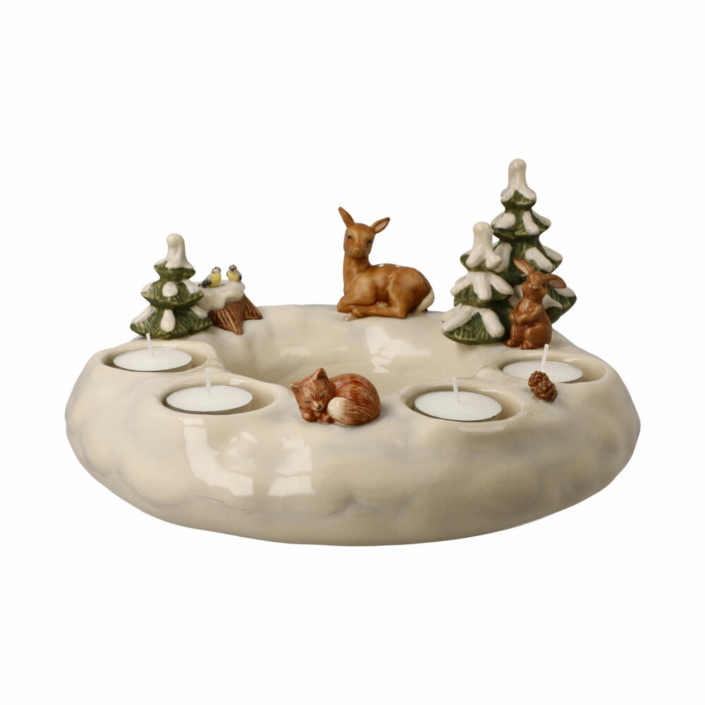 Goebel Advent wreath Winter Forest, tealight holder, stoneware, colored, 14 cm, 66704311