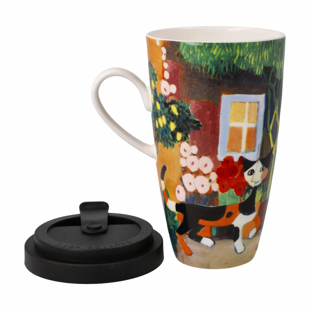 Goebel Künstlertasse mit Deckel Rosina Wachtmeister - Una bellissima giornata, Fine Bone China, Bunt, 0.5 L, 66861241