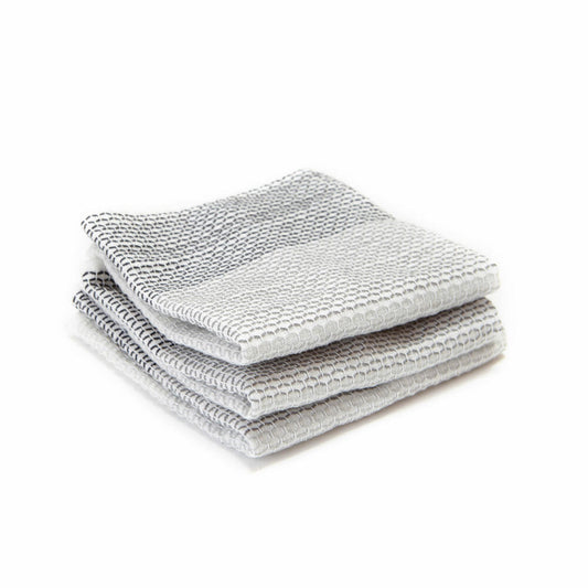 Full Circle Home Tea Towels Tidy Set of 3, Kitchen Towels, 100% Cotton, Grey, 30 x 30 cm, FC10206GY