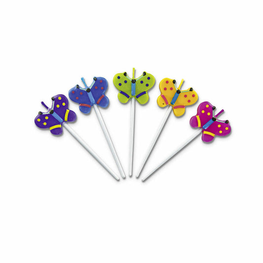 Städter Candles Butterflies Sticks Set, 5 pcs., Birthday Candles, Cake Candles, Birthday, Candle, 910447