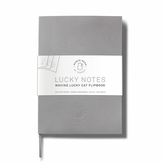 Donkey Products Maneki Neko Lucky Notes, Notebook, Flipbook, Note Book, Grey, DIN A5, 400341