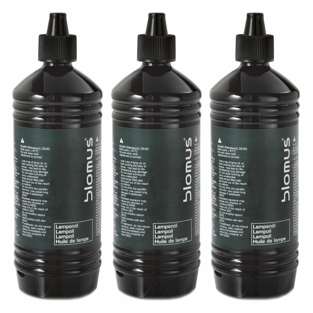 Blomus Lampenöl 3er Set, klar, Öl für Gartenfackel Orchos, Palos, Lympos etc., 1 Liter, 31032